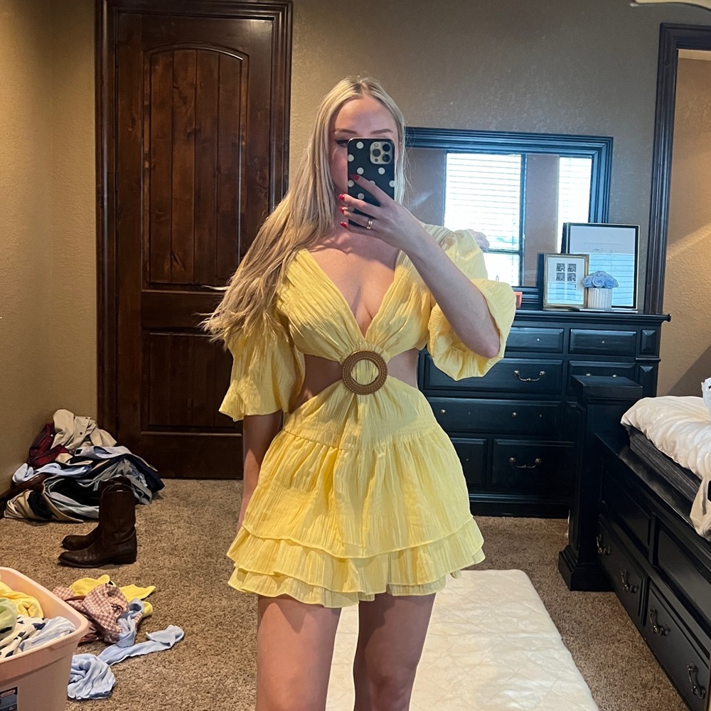 Mermaids Swimwear Cutout Yellow Mini Dress